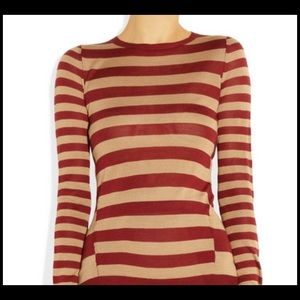 Jason Wu Burgundy & Tan Striped Sweater
